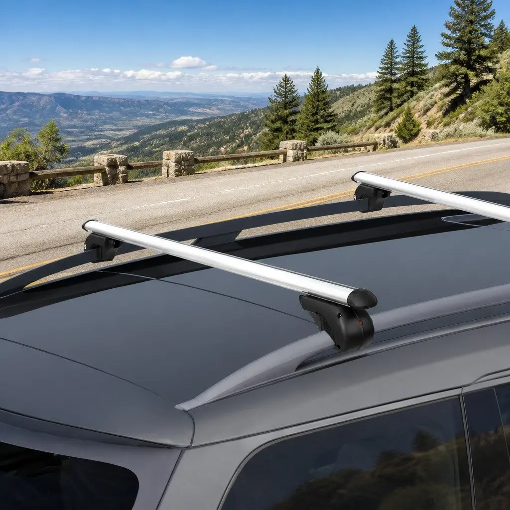 Car Roof Rack Cross Bar Universal Adjustable 108cm Aluminium Silver