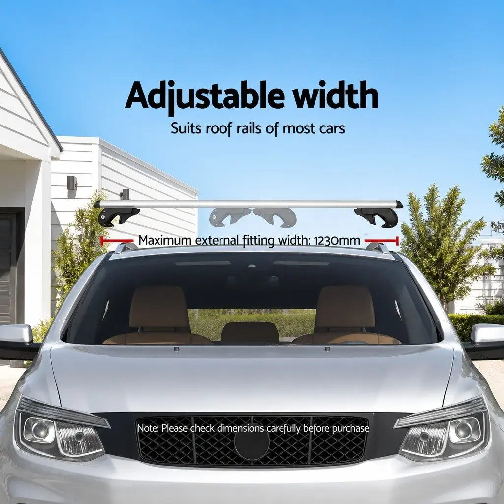 Car Roof Rack Cross Bar Universal Adjustable 123cm Aluminium Silver Load
