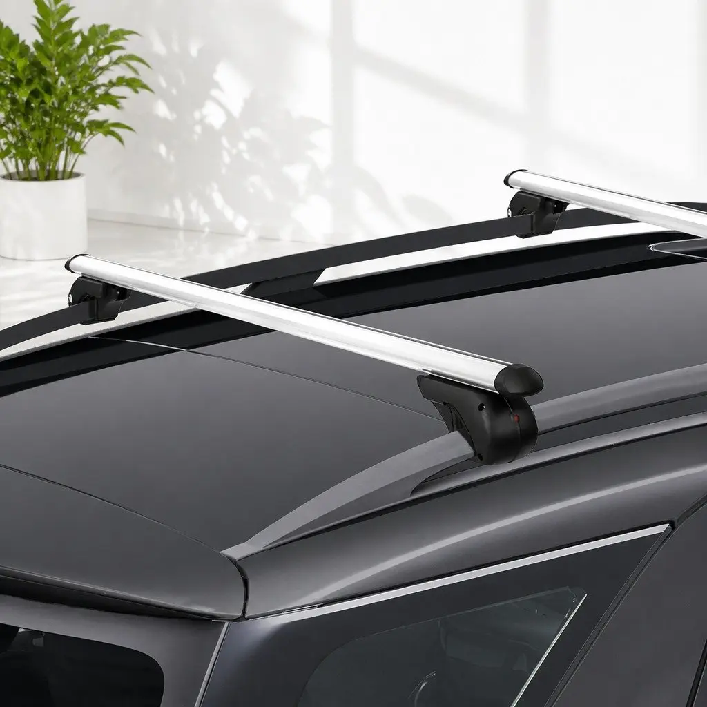 Car Roof Rack Cross Bar Universal Adjustable 123cm Aluminium Silver Load
