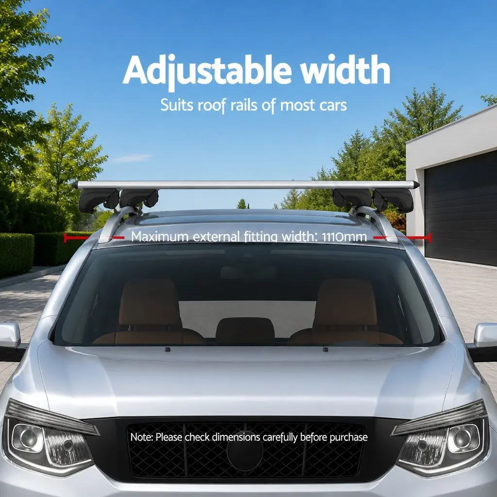 Car Roof Rack Cross Bar 111cm Silver Aluminium Universal Holder Anti-Theft Keys