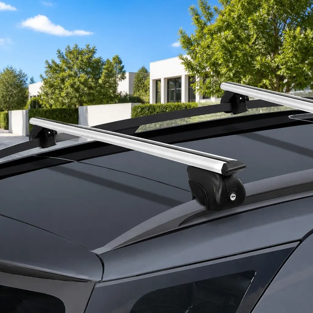 Car Roof Rack Cross Bar 111cm Silver Aluminium Universal Holder Anti-Theft Keys