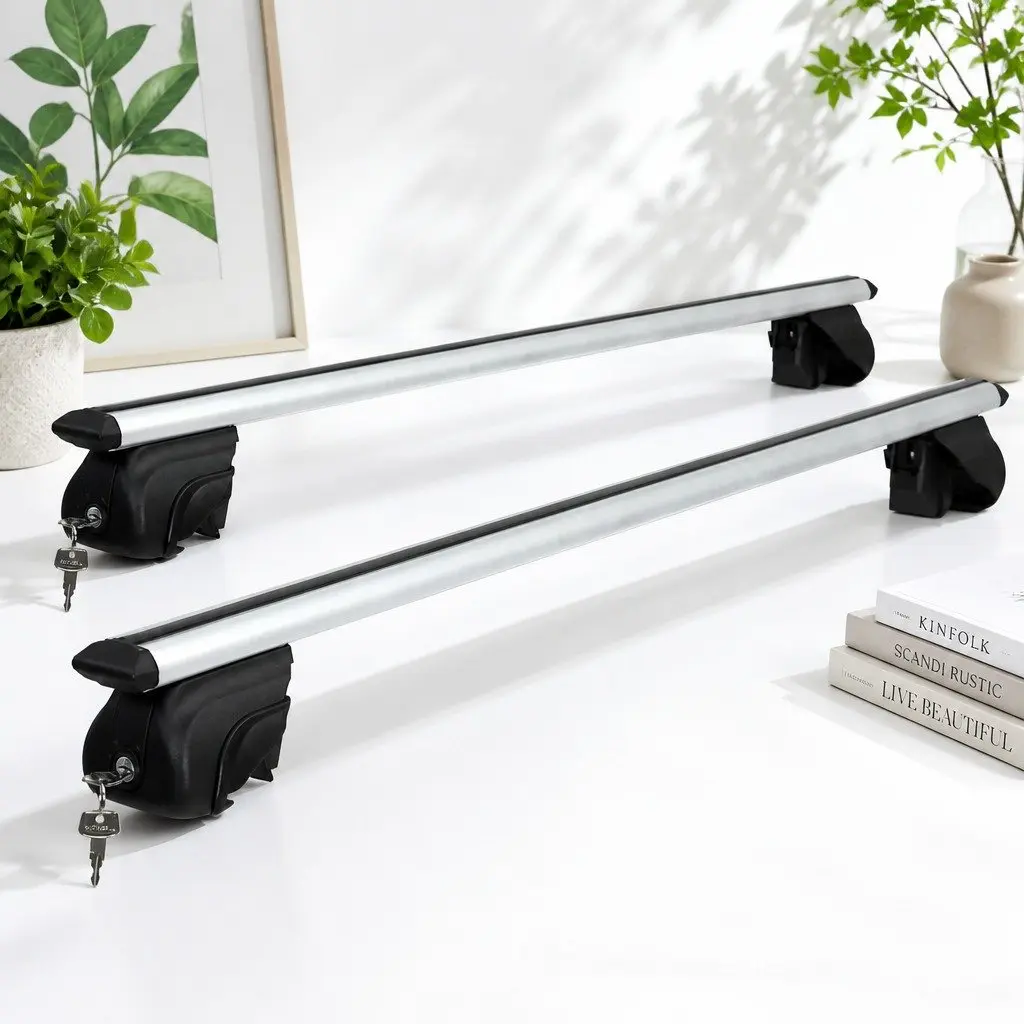 Car Roof Rack Cross Bar Adjustable Width 126cm Silver Aluminium Universal Raised Rail Carrier