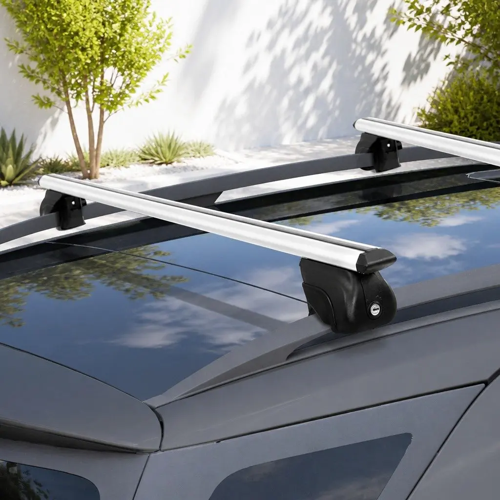 Car Roof Rack Cross Bar Adjustable Width 126cm Silver Aluminium Universal Raised Rail Carrier