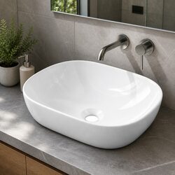 White Ceramic Bathroom Basin Vanity Sink Hand Wash Bowl 46x33cm Oval