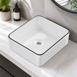 Black Ceramic Above Counter Bathroom Basin Vanity Sink Hand Wash Bowl 48x37cm