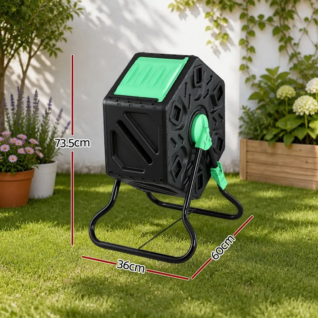 Compost Bin 65L Tumbler Rotating Outdoor Garden Composter with Sliding Door