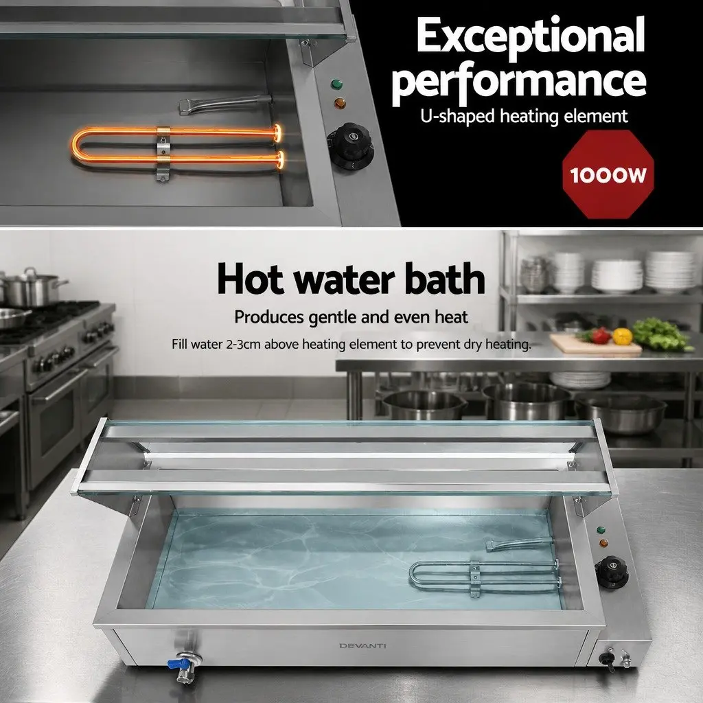 Bain Marie Electric Food Warmer 3 Pans Stainless Steel 91cm x 39cm x 33.5cm