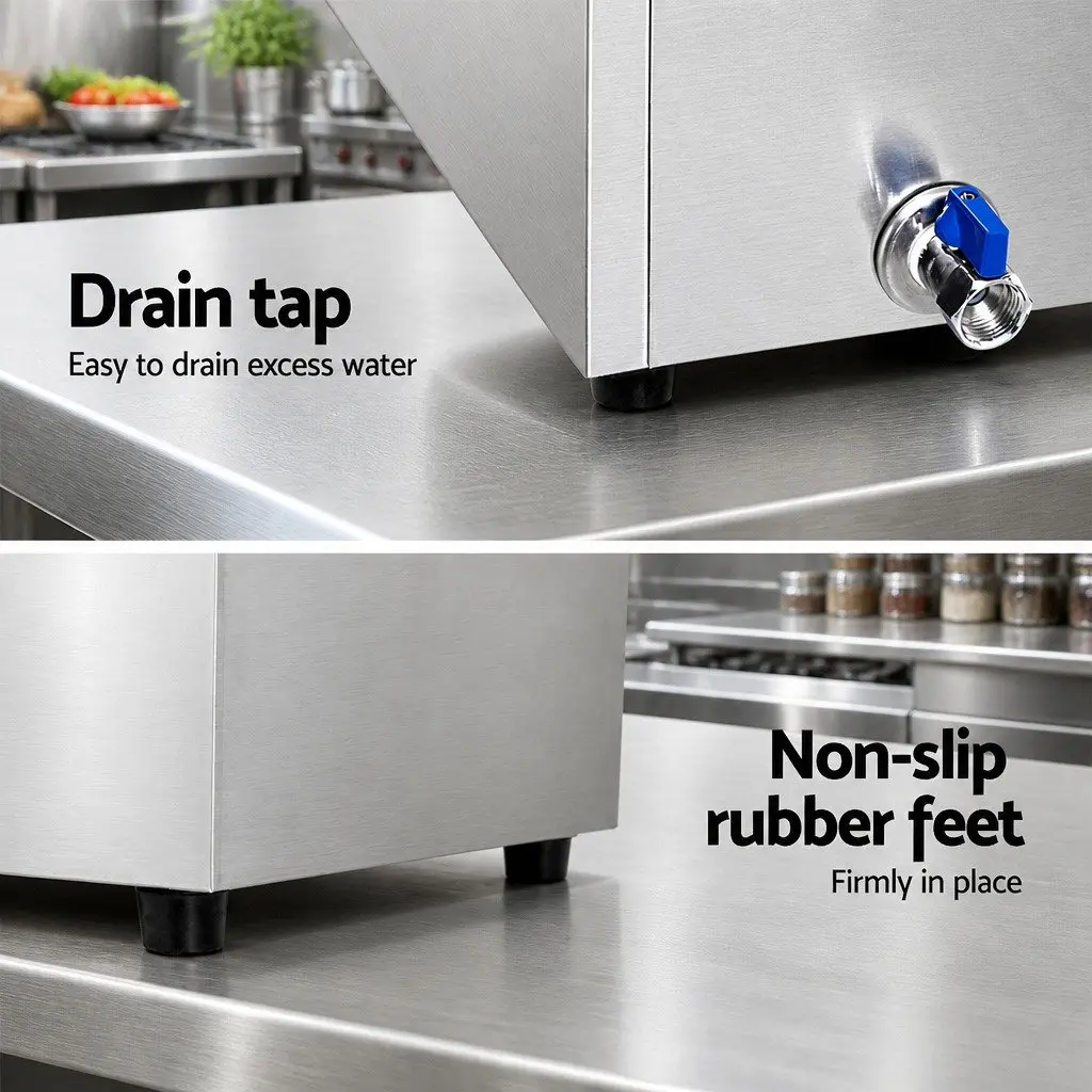 Bain Marie Electric Food Warmer 3 Pans Stainless Steel 91cm x 39cm x 33.5cm