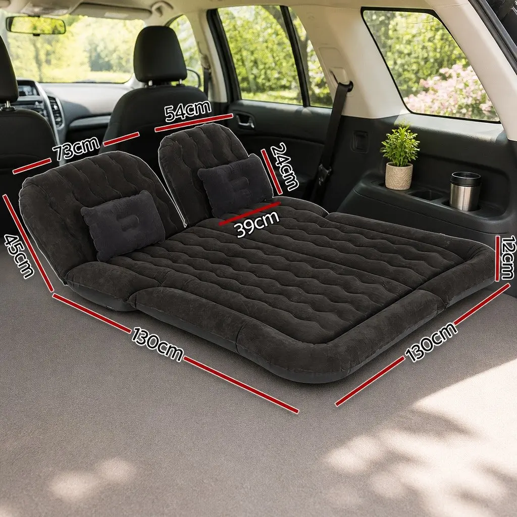 Car Mattress Inflatable SUV Back Seat Camping Bed 175x130cm Black with Pillows