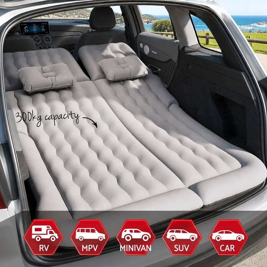 Car Mattress Inflatable SUV Back Seat Camping Bed 175x130cm Grey Portable Sleep