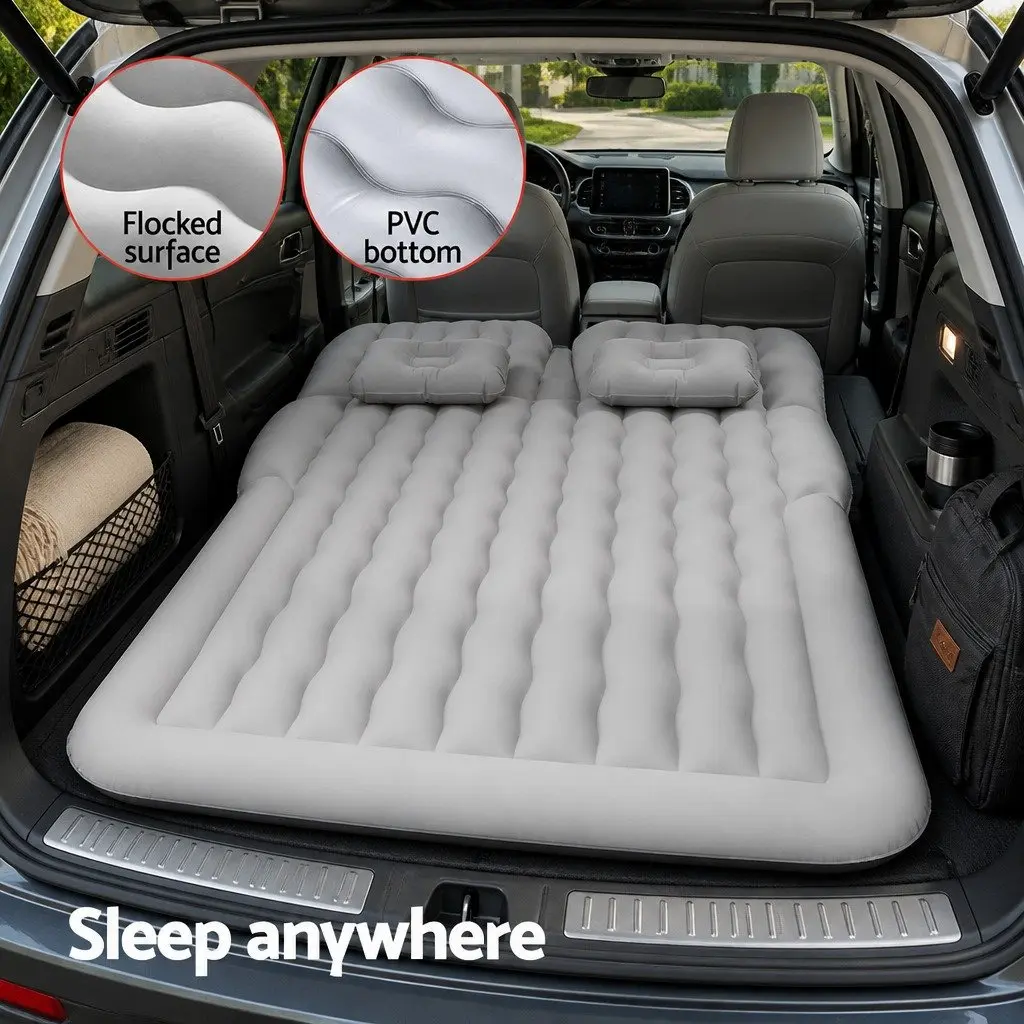 Car Mattress Inflatable SUV Back Seat Camping Bed 175x130cm Grey Portable Sleep