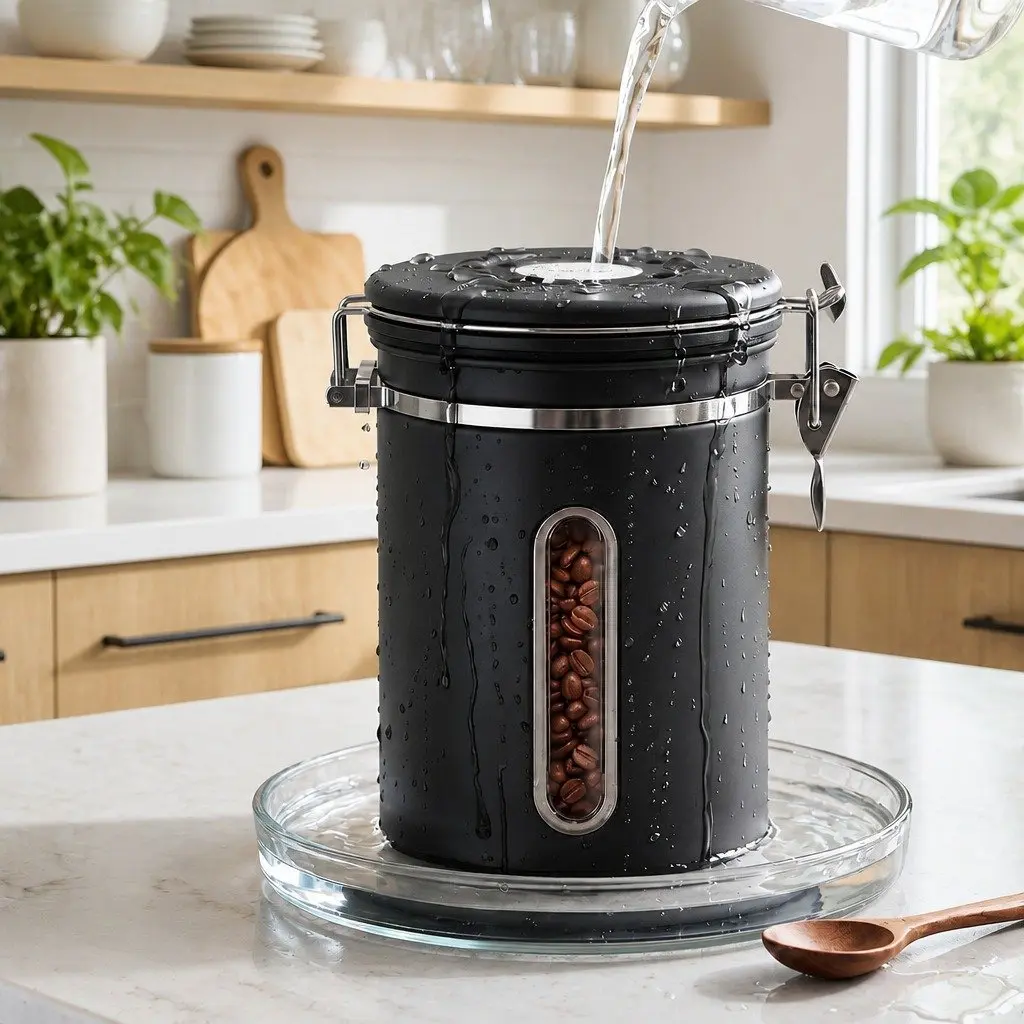 Stainless Steel Coffee Bean Storage Container with Viewing Window 1.8L