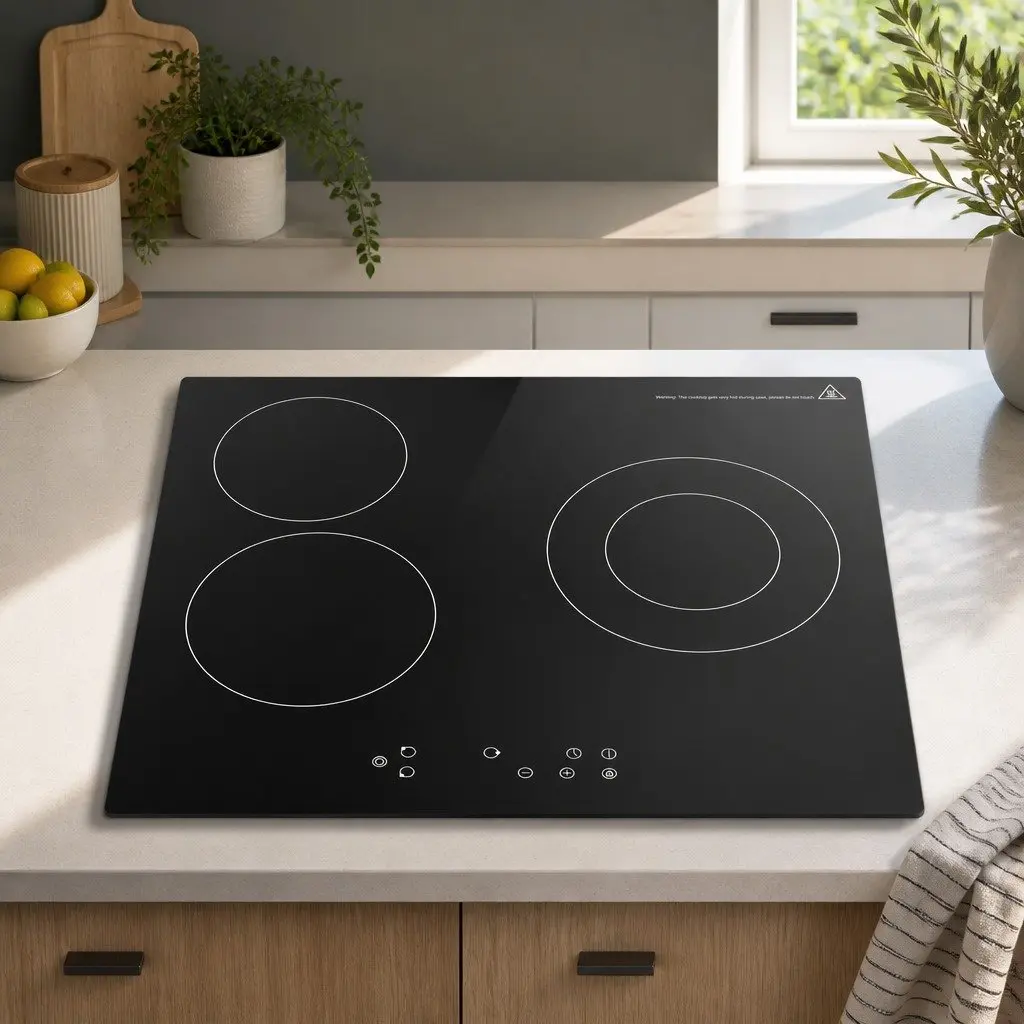 60cm Electric Ceramic Cooktop Touch Control Black Glass Hob 4 Cooking Zones