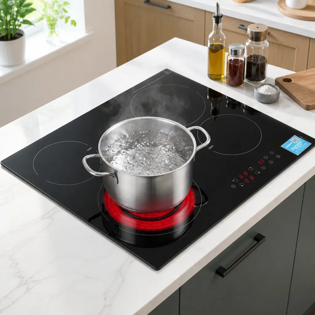 Ceramic Cooktop 5 Cooking Zone Touch Control 7600W Black Glass