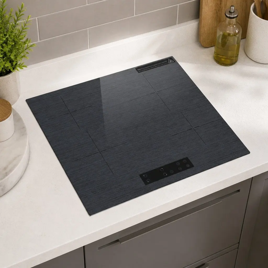 Electric Cooktop 60cm 4 Zone Touch Control Brushed Grey Ceramic Glass Surface