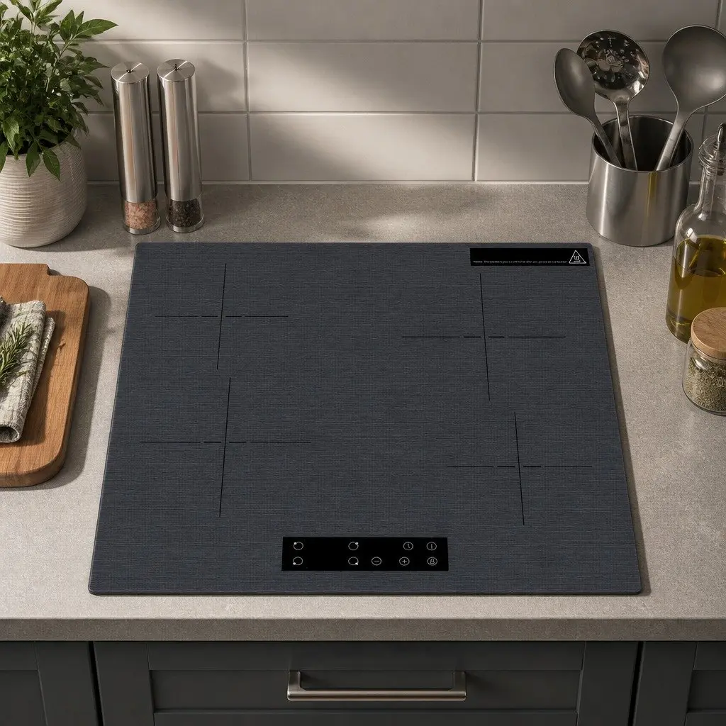 Electric Cooktop 60cm 4 Zone Touch Control Brushed Grey Ceramic Glass Surface