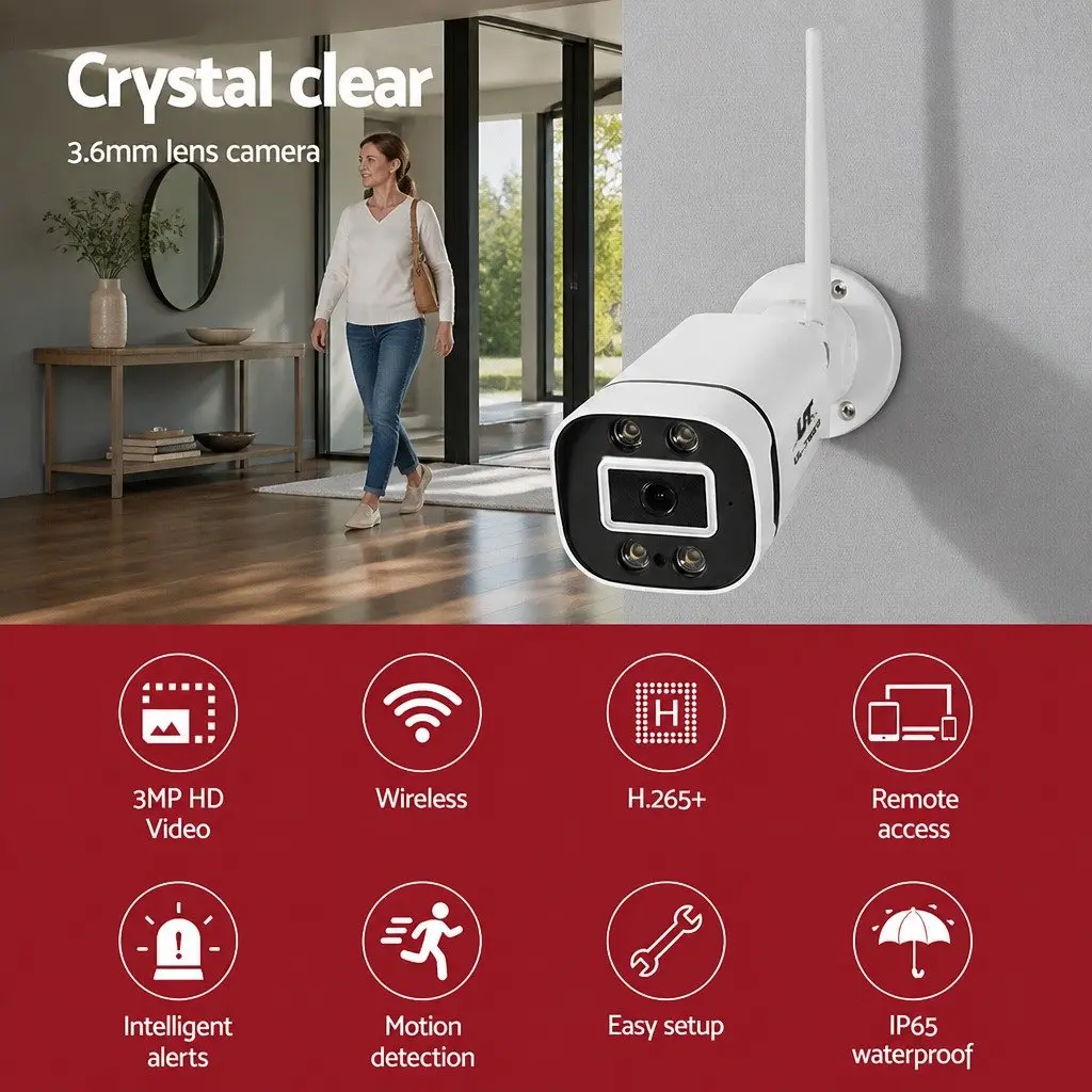 Wireless CCTV Security Camera 3MP Full HD IP65 Waterproof Motion Detection