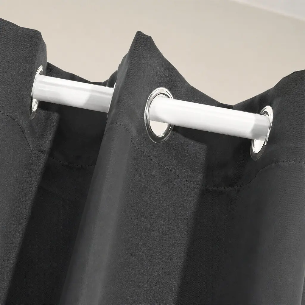 Blackout Curtain Panels Triple Layer Eyelet Charcoal 132cm Width 160cm Drop