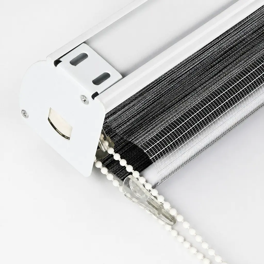 Zebra Roller Blind Double Layer Grey 90x210cm Light Control Blackout Curtain