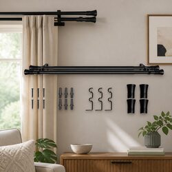 Friendly Double Curtain Rod for Your Home - Black