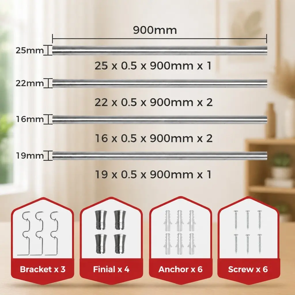 Double Curtain Rod Extendable Steel Pole Set Modern Design Dual Functionality