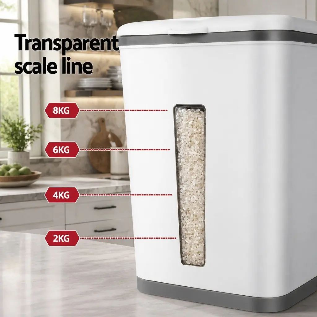 Cereal Dispenser Airtight Food Storage Container 12kg with One-Press Output and Removable Top Cover