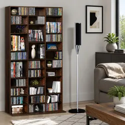 CD DVD Bookshelf Storage Rack Adjustable Shelves Media Organizer Display Unit