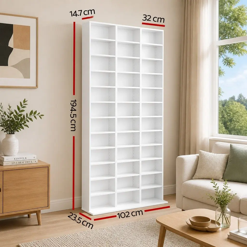 White Particle Board Bookshelf Adjustable Shelves 102cm x 23.5cm x 194.5cm