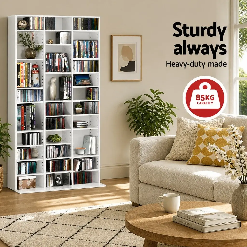 White Particle Board Bookshelf Adjustable Shelves 102cm x 23.5cm x 194.5cm