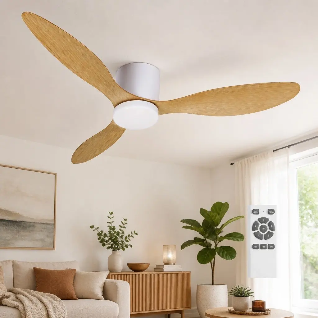 52 Inch Ceiling Fan DC Motor LED Light Remote Control Quiet Operation
