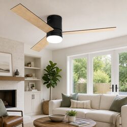 Ceiling Fan 52 Inch 3 Blade DC Motor LED Light Remote Control Reverse Airflow