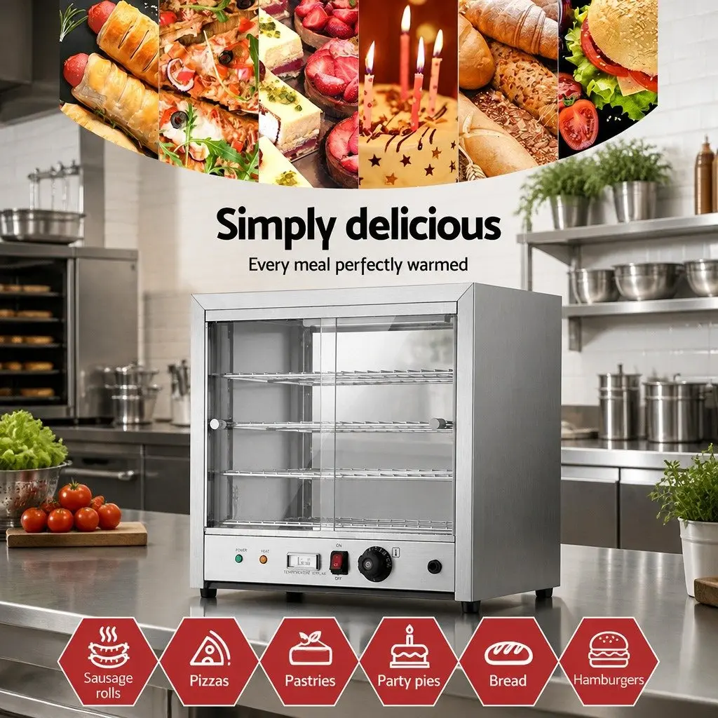 Commercial Food Warmer Display Cabinet 4-Tier 54cm Silver
