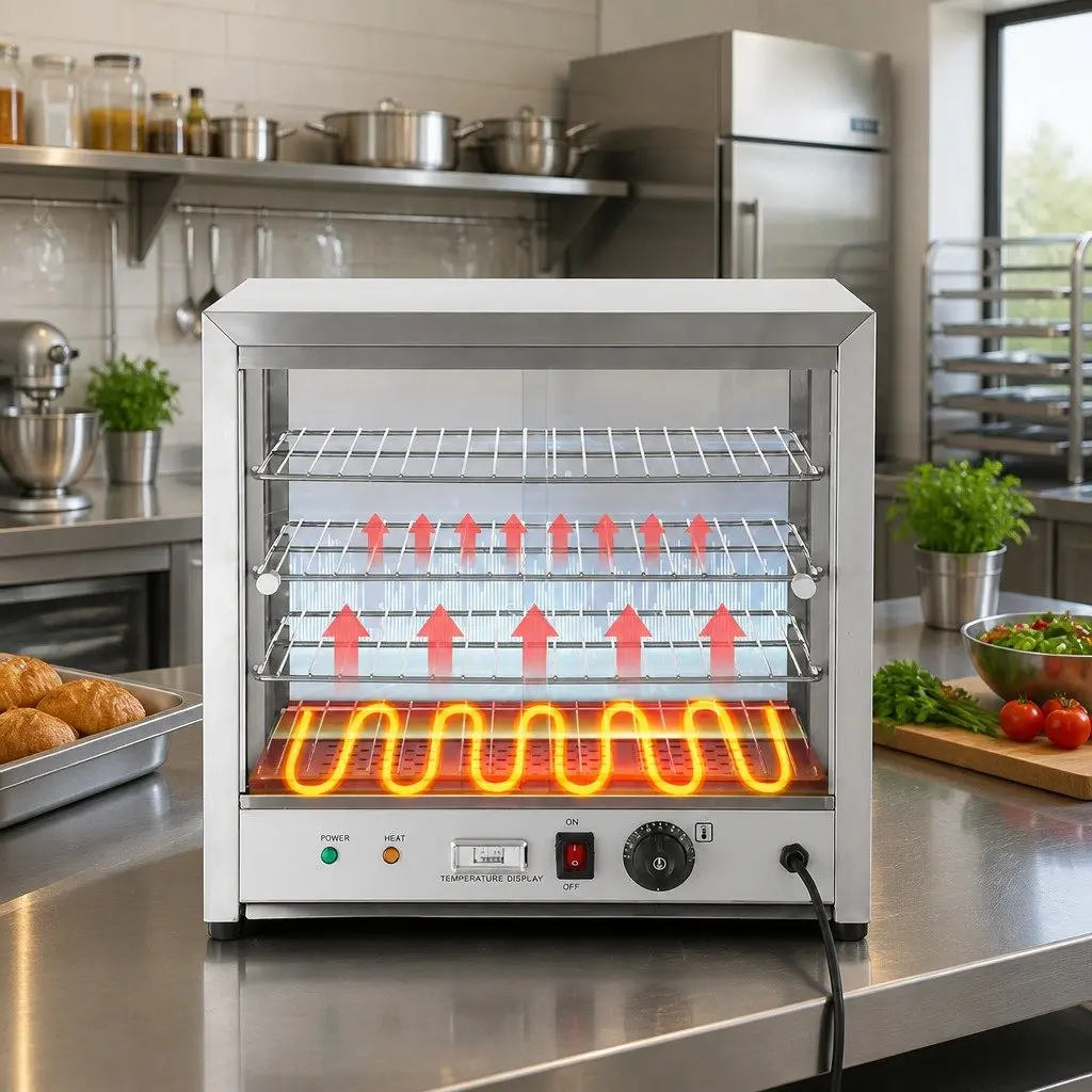 Commercial Food Warmer Display Cabinet 4-Tier 54cm Silver