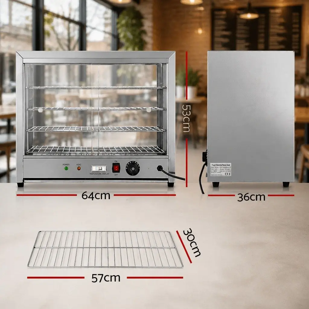 Commercial Food Warmer 4-Tier 64cm Stainless Steel Showcase