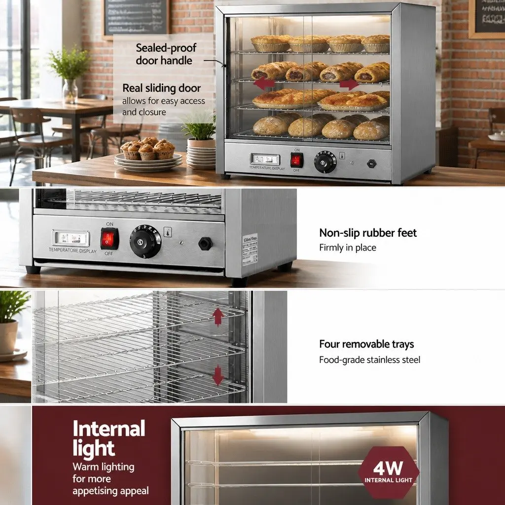 Commercial Food Warmer 4-Tier 64cm Stainless Steel Showcase