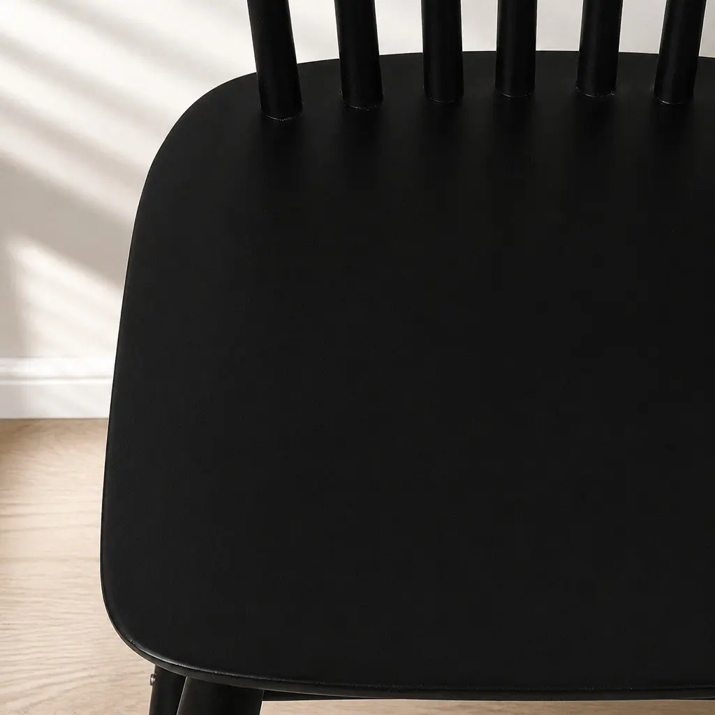 Dining Chairs Kitchen Seat Black Wooden Frame Set of 2