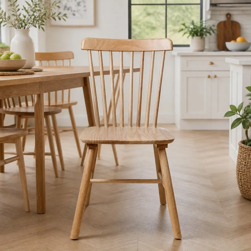 Dining Chairs Windsor-Style Solid Wood Oak Natural 8 Piece