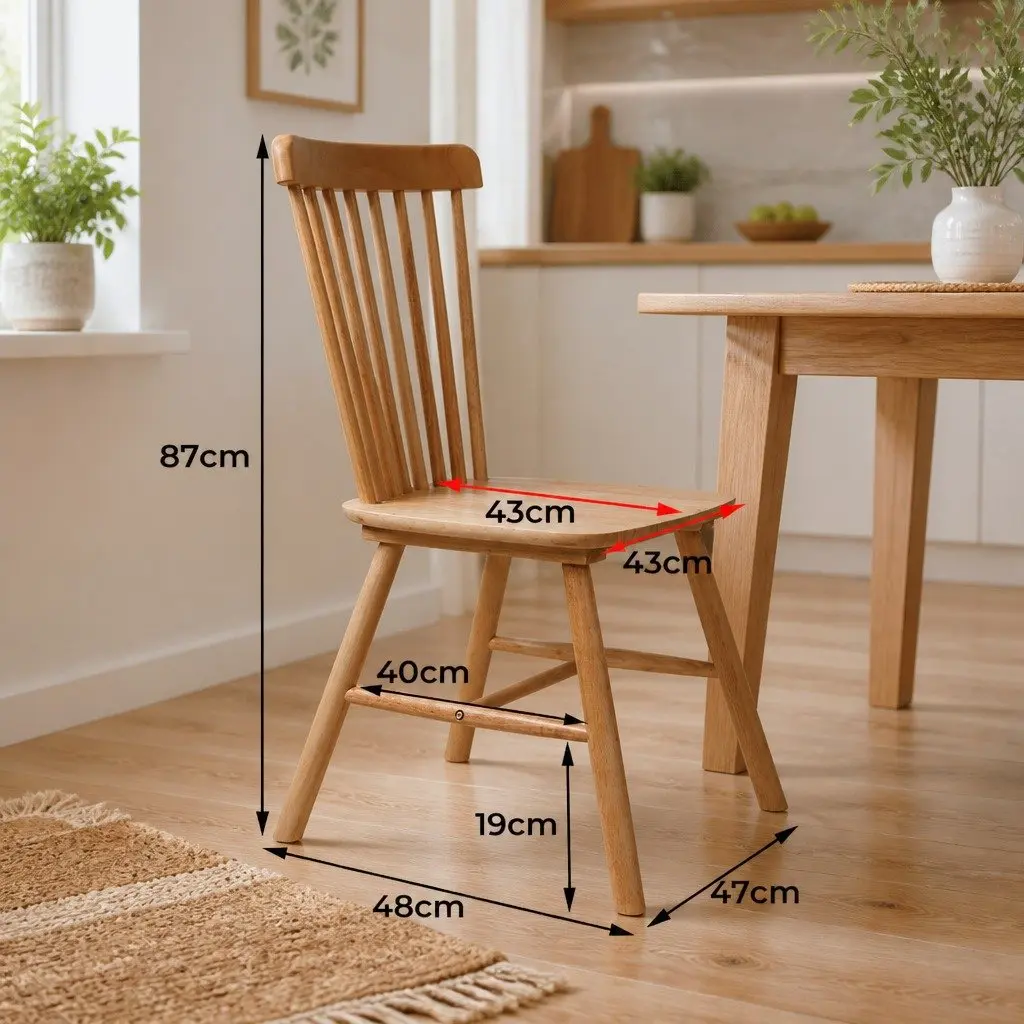 Dining Chairs Windsor-Style Solid Wood Oak Natural 8 Piece