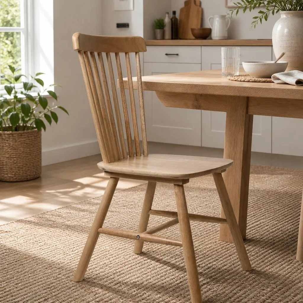 Dining Chairs Windsor-Style Solid Wood Oak Natural 8 Piece