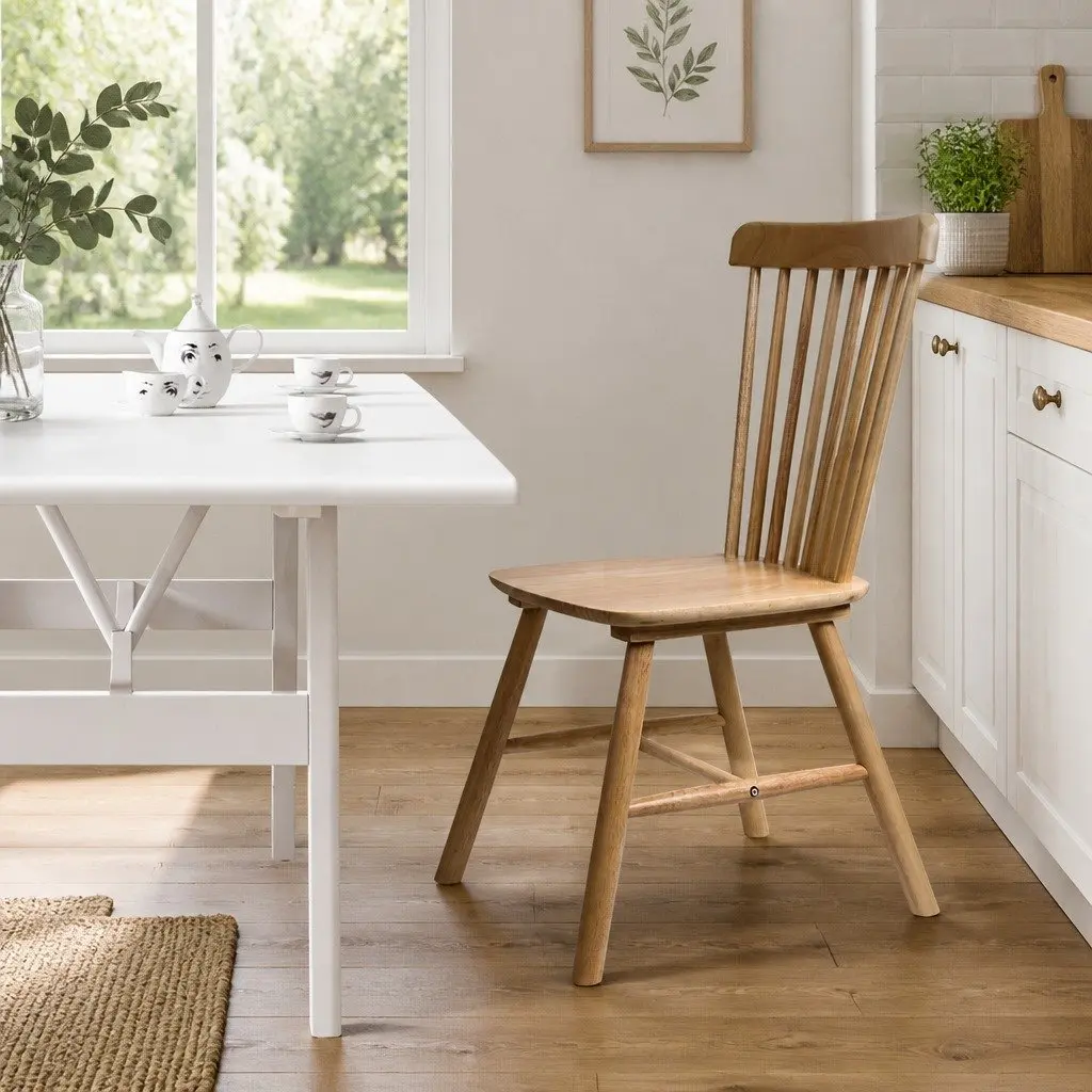 Dining Chairs Oak Wood Kitchen Seating Set of 2 Modern Home Furniture