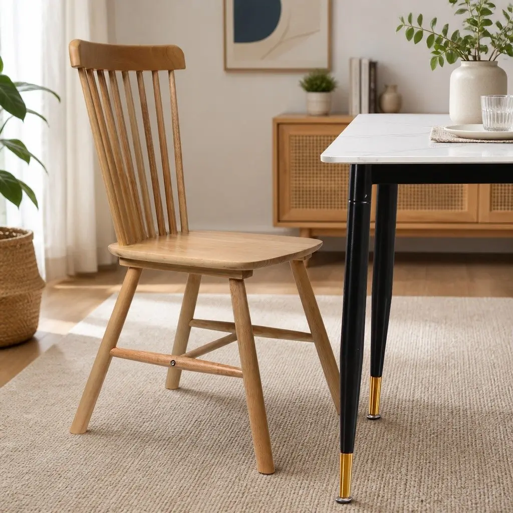 Dining Chairs Oak Wood Kitchen Seating Set of 2 Modern Home Furniture