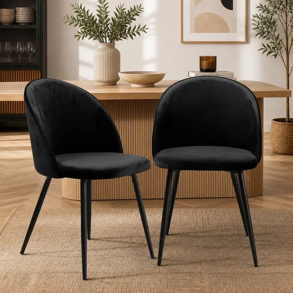 Dining Chairs Upholstered Seat Backrest Black Set of 4