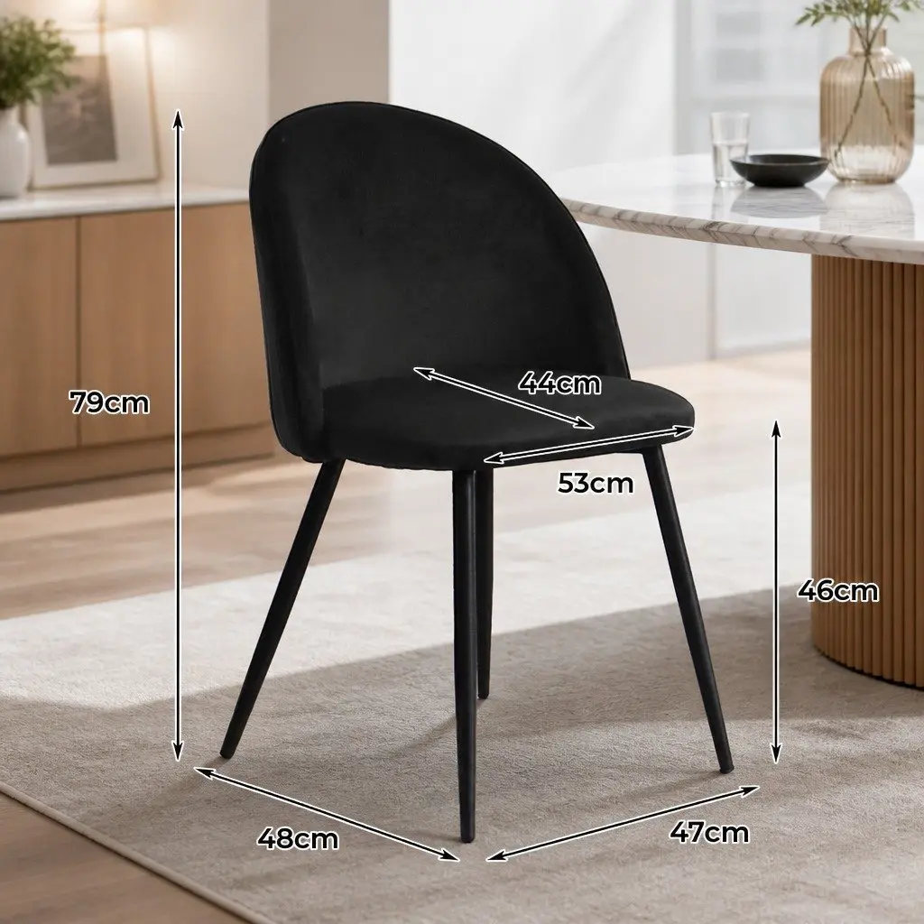 Dining Chairs Upholstered Seat Backrest Black Set of 4