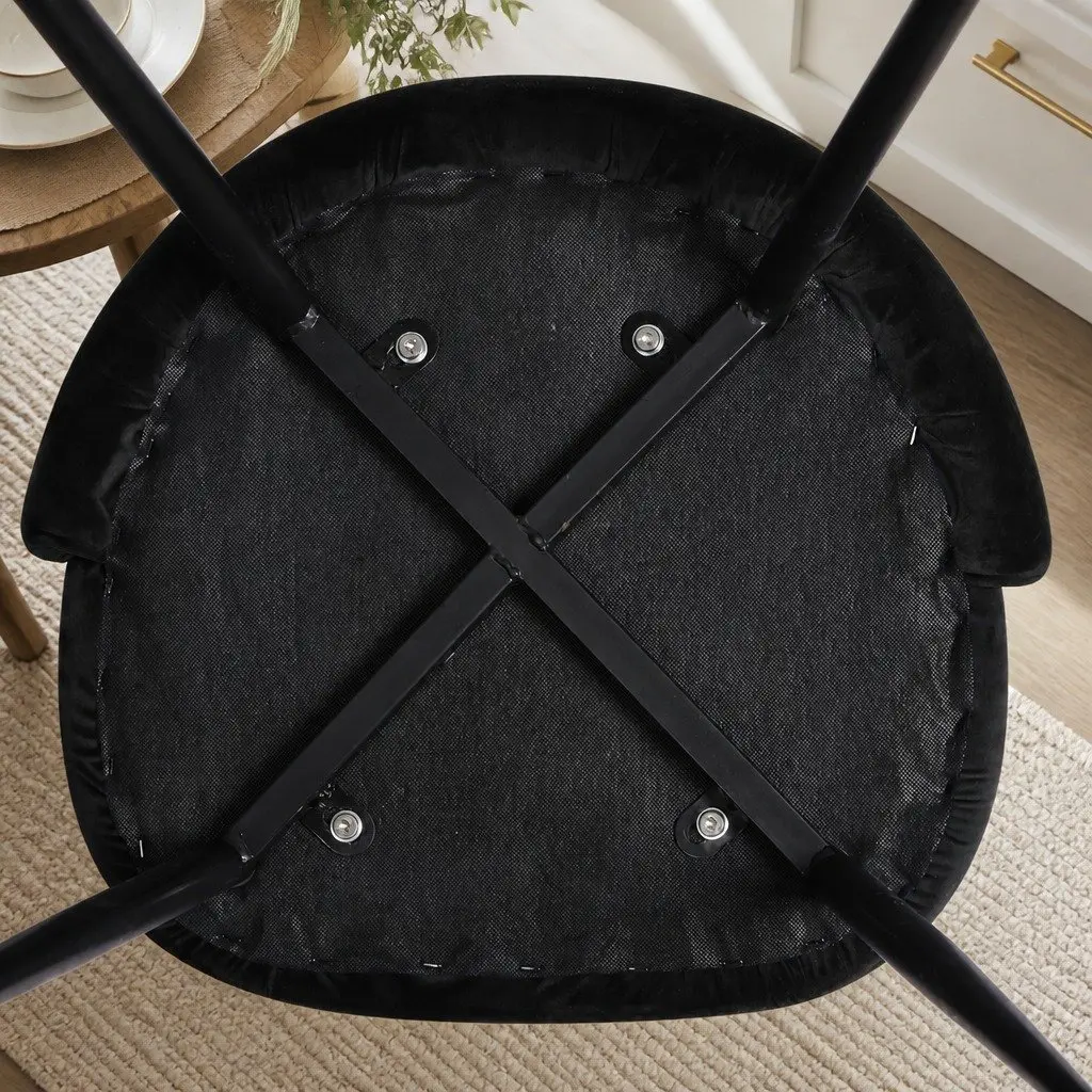 Dining Chairs Set of 6 in Black Velvet