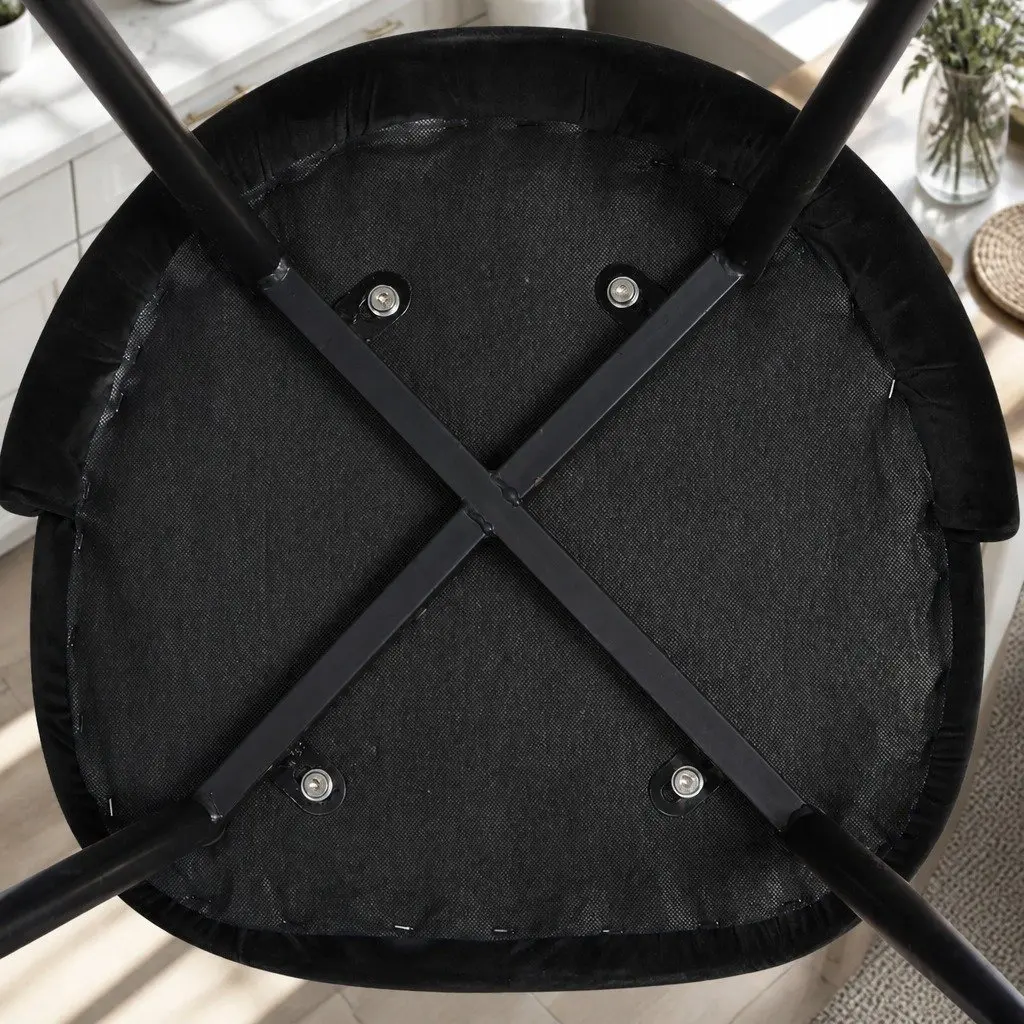 Dining Chairs Set of 8 Kitchen Cafe Black Upholstered Velvet Seats