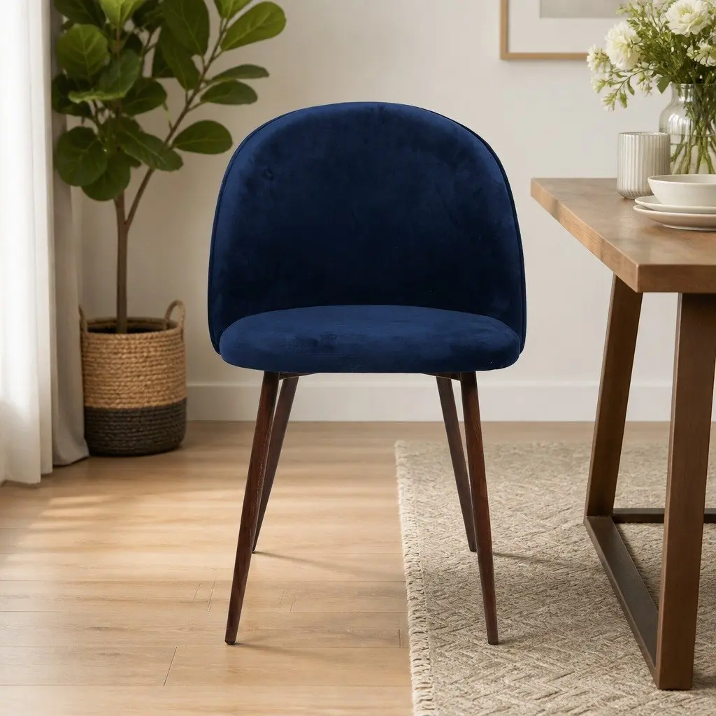 Dining Chairs Set of 4 French Provincial Navy Velvet Seat Kitchen Lounge Room
