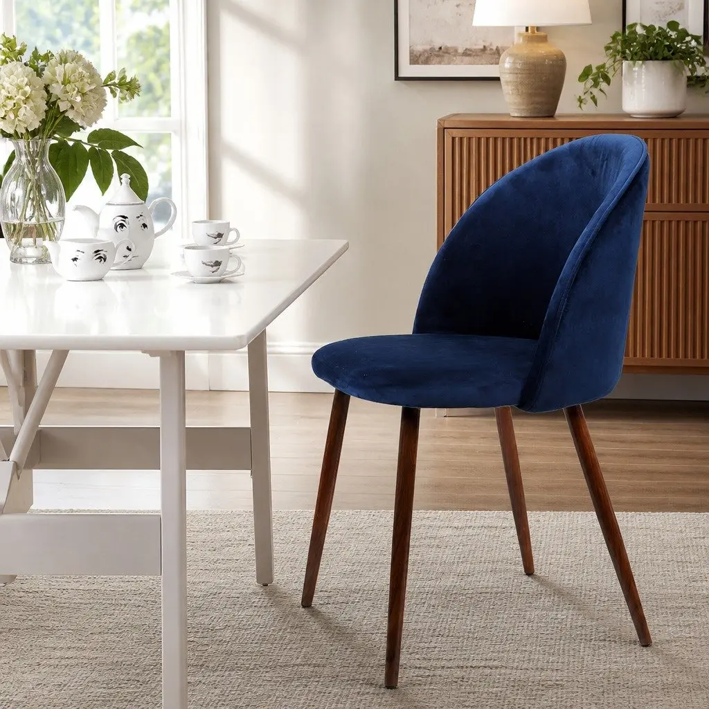 Dining Chairs Set of 4 French Provincial Navy Velvet Seat Kitchen Lounge Room