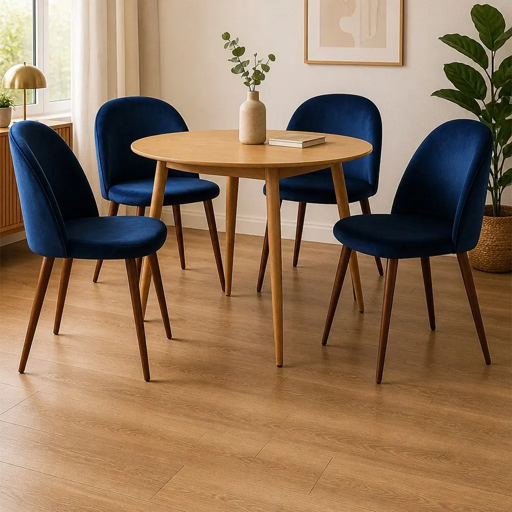 Dining Chairs Set of 4 French Provincial Navy Velvet Seat Kitchen Lounge Room