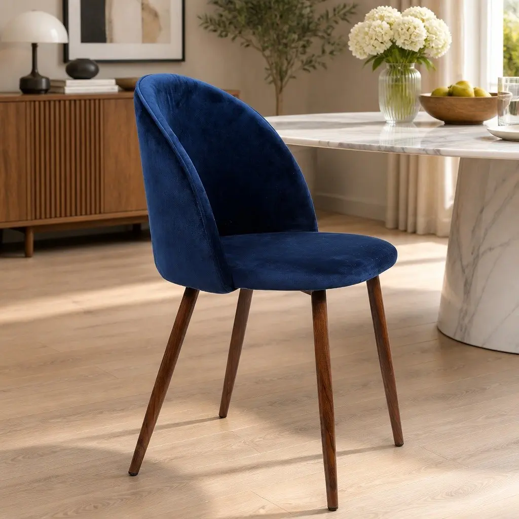 Dining Chairs Set of 4 French Provincial Navy Velvet Seat Kitchen Lounge Room