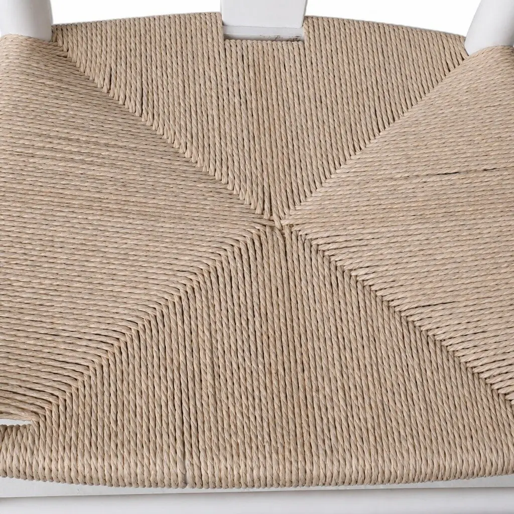 Dining Chairs Wooden Rattan Seat White Modern 2 Piece